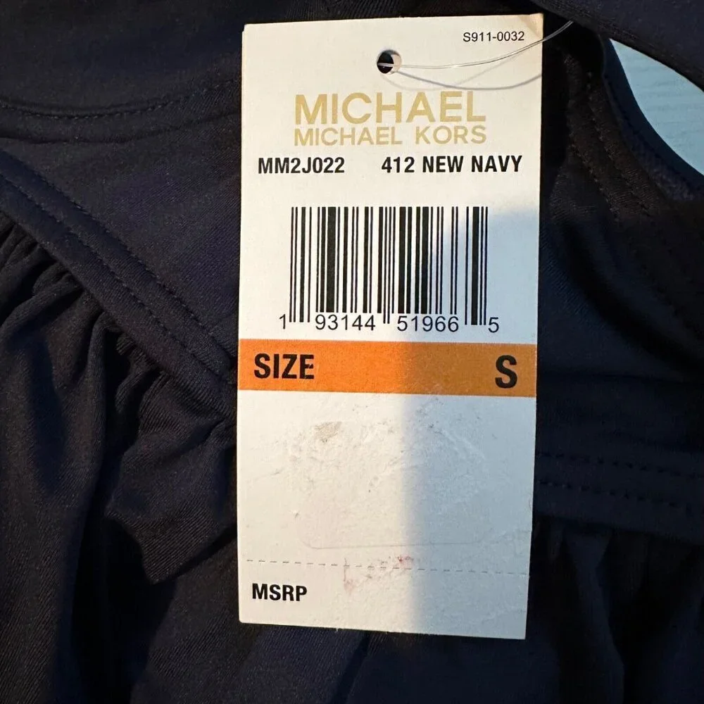 Michael Kors Womens Size S Navy Underwire Babydoll Tankini Swim Top‎ NWT NEW